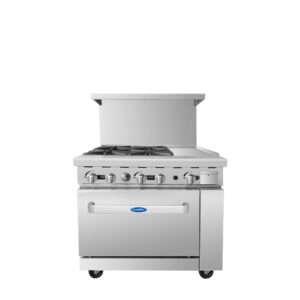 36″ Gas Range with Four (4) Open Burners & 12″ Griddle